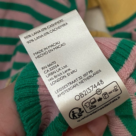 New! Free People nocturnal stripe cardi Green Yellow pink Cardigan 2333 - Picture 9 of 11